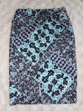 ANTHROPOLOGIE Lavi Sam Floral Patchwork Lined Cotton Pencil Skirt Medium